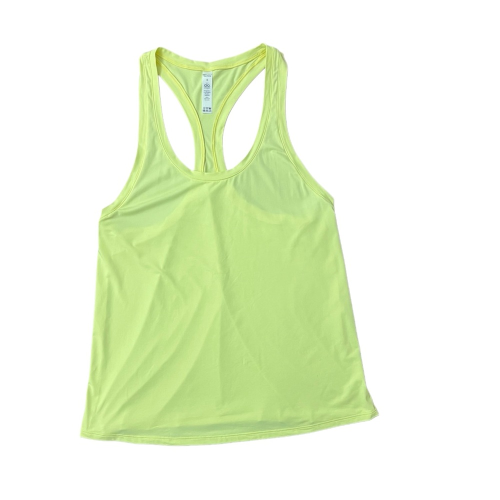Alo Neon Yellow Racerback Tank Top Size Small